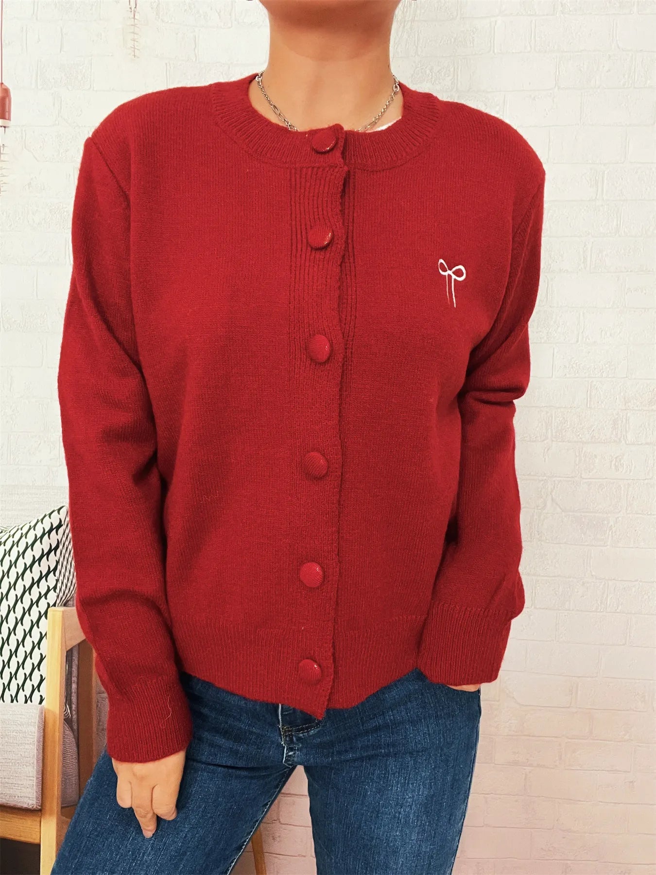 Button-Up Long Sleeve Cardigan - Fashorio