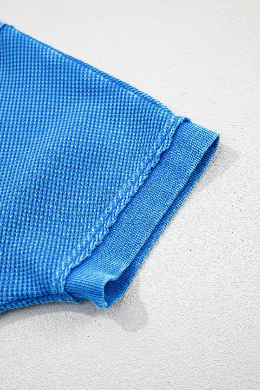 Blue mineral wash star patchwork oversize tee on model