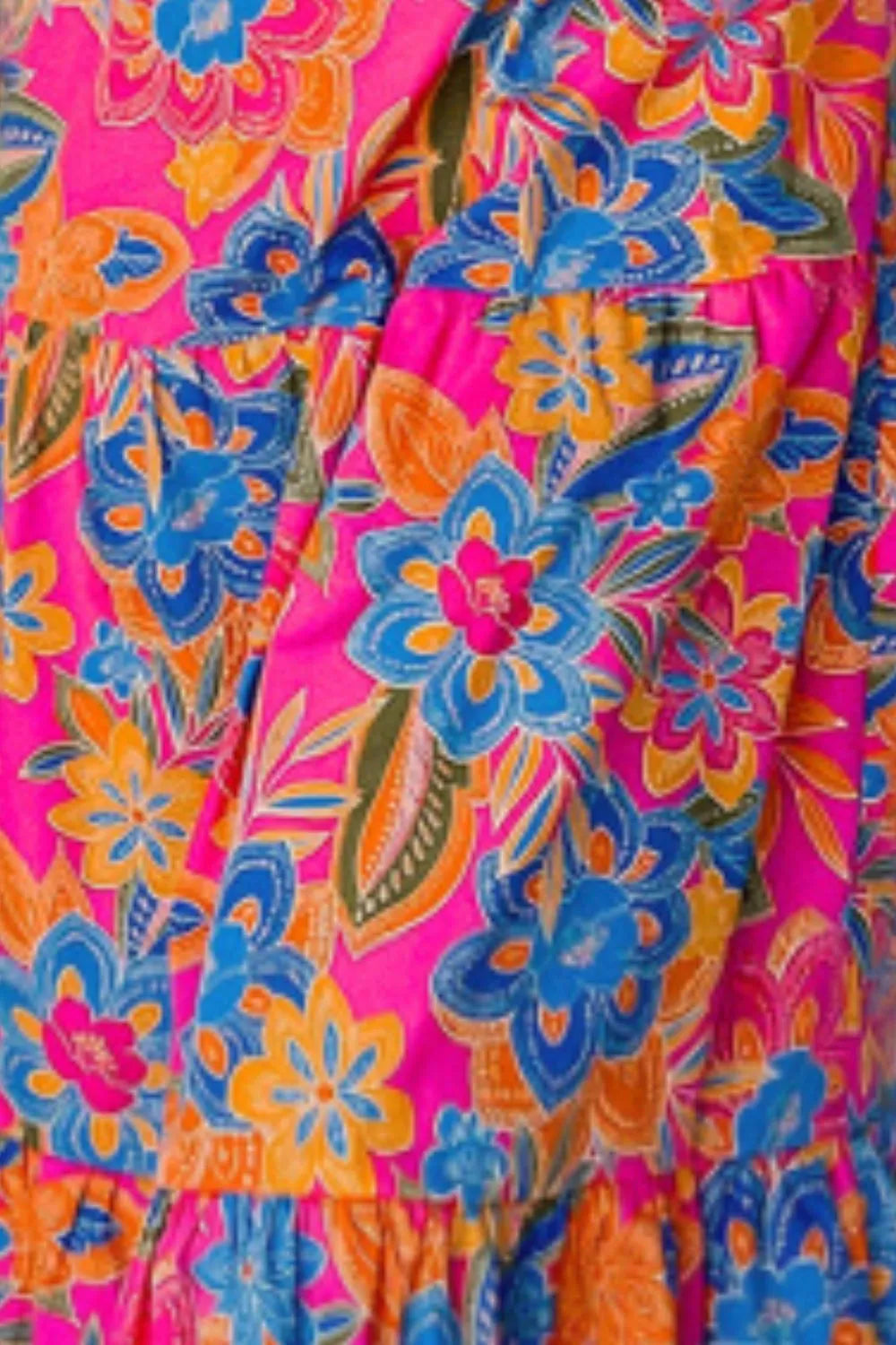 Printed V-Neck Cap Sleeve Pocketed Midi Dress, styled look