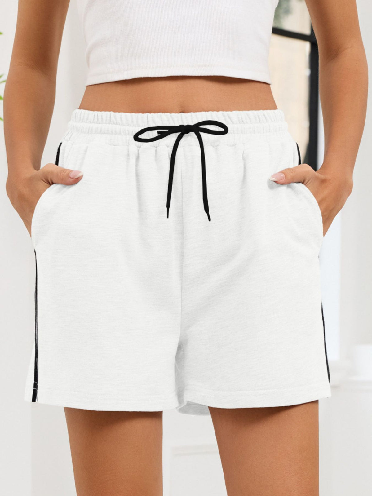 Striped trim shorts in another available color