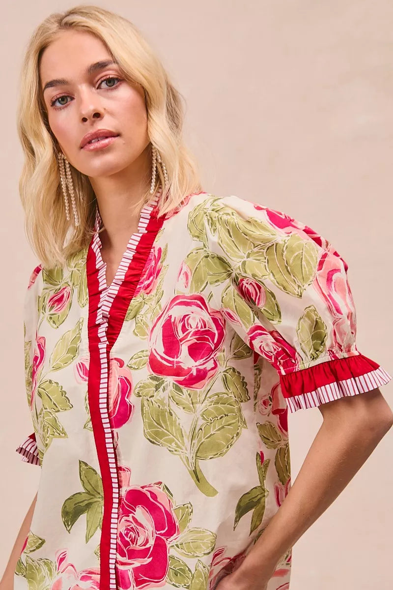 Floral blouse side view