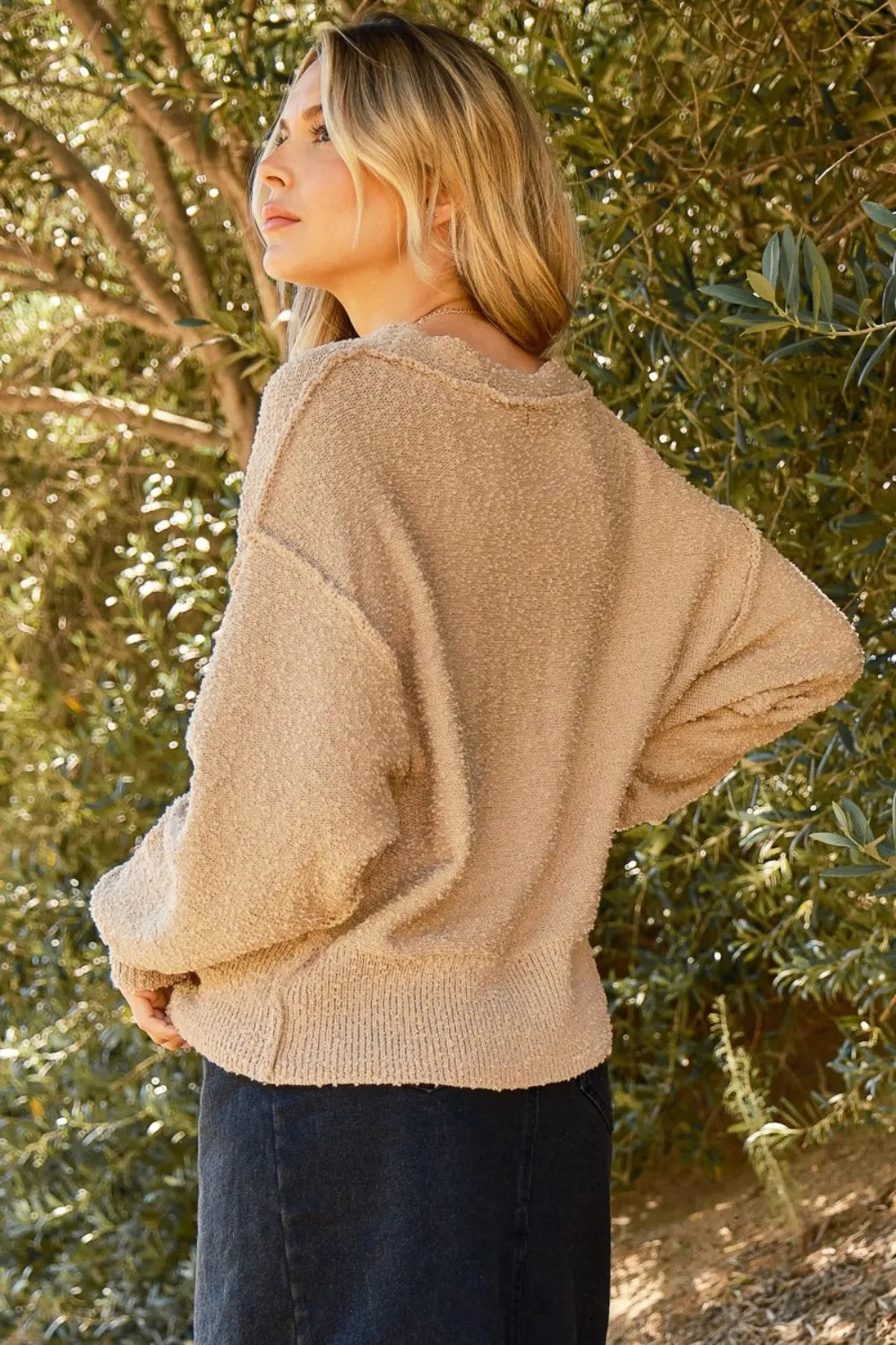 And The Why Button Down Popcorn Sweater Cardigan - Fashorio