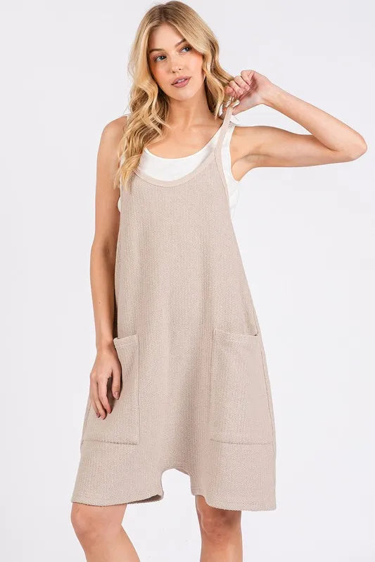 Scoop Neck Spaghetti Strap Overalls with Pockets