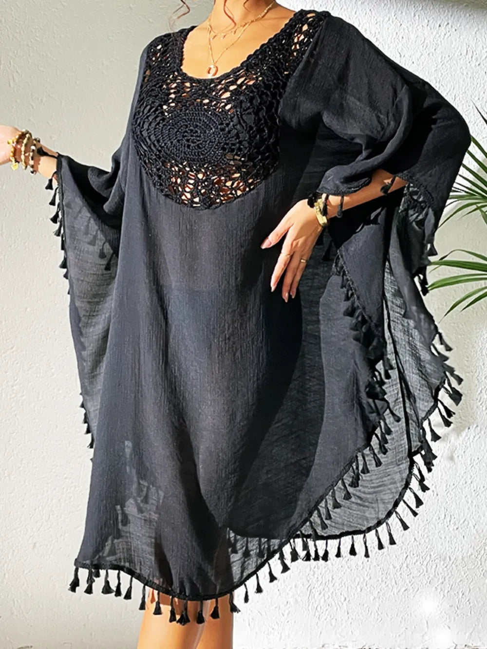 Scoop neck cover up dress rear styling