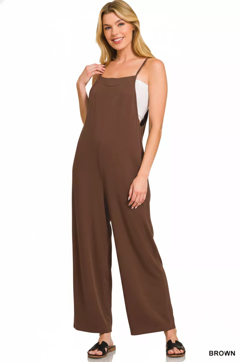 Rayon Woven Wide Leg Jumpsuit side view