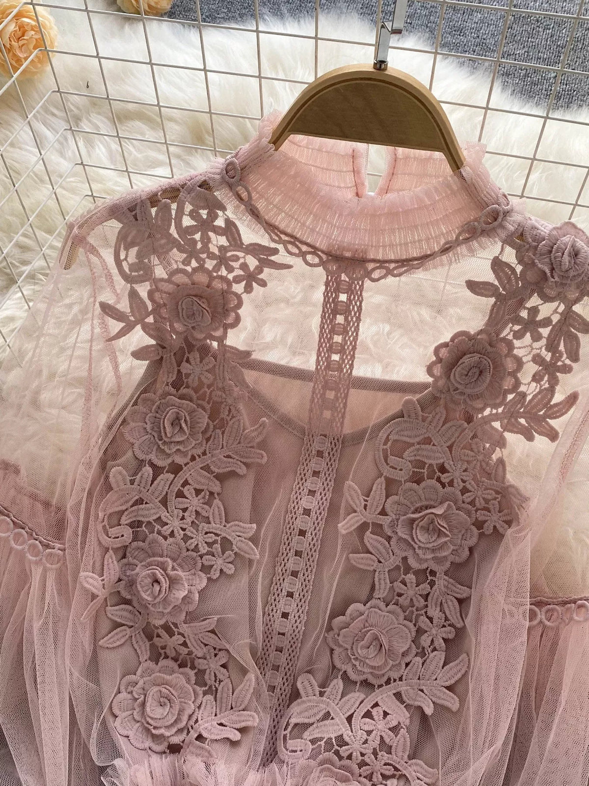Floral Lace Blouse and Cami Two Piece Set, view 12