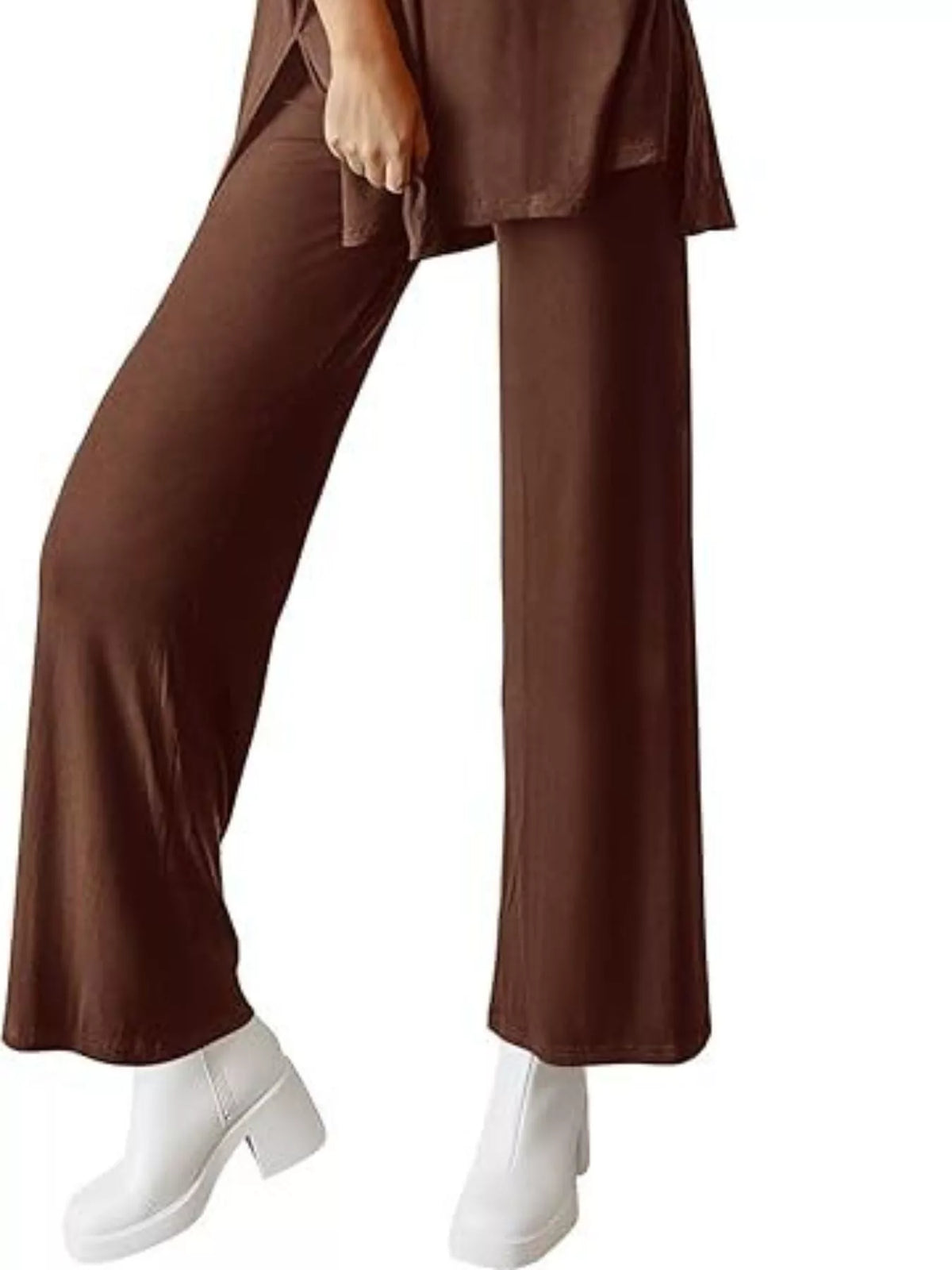Relaxed Fit Round Neck Top and Pants Set, view 20