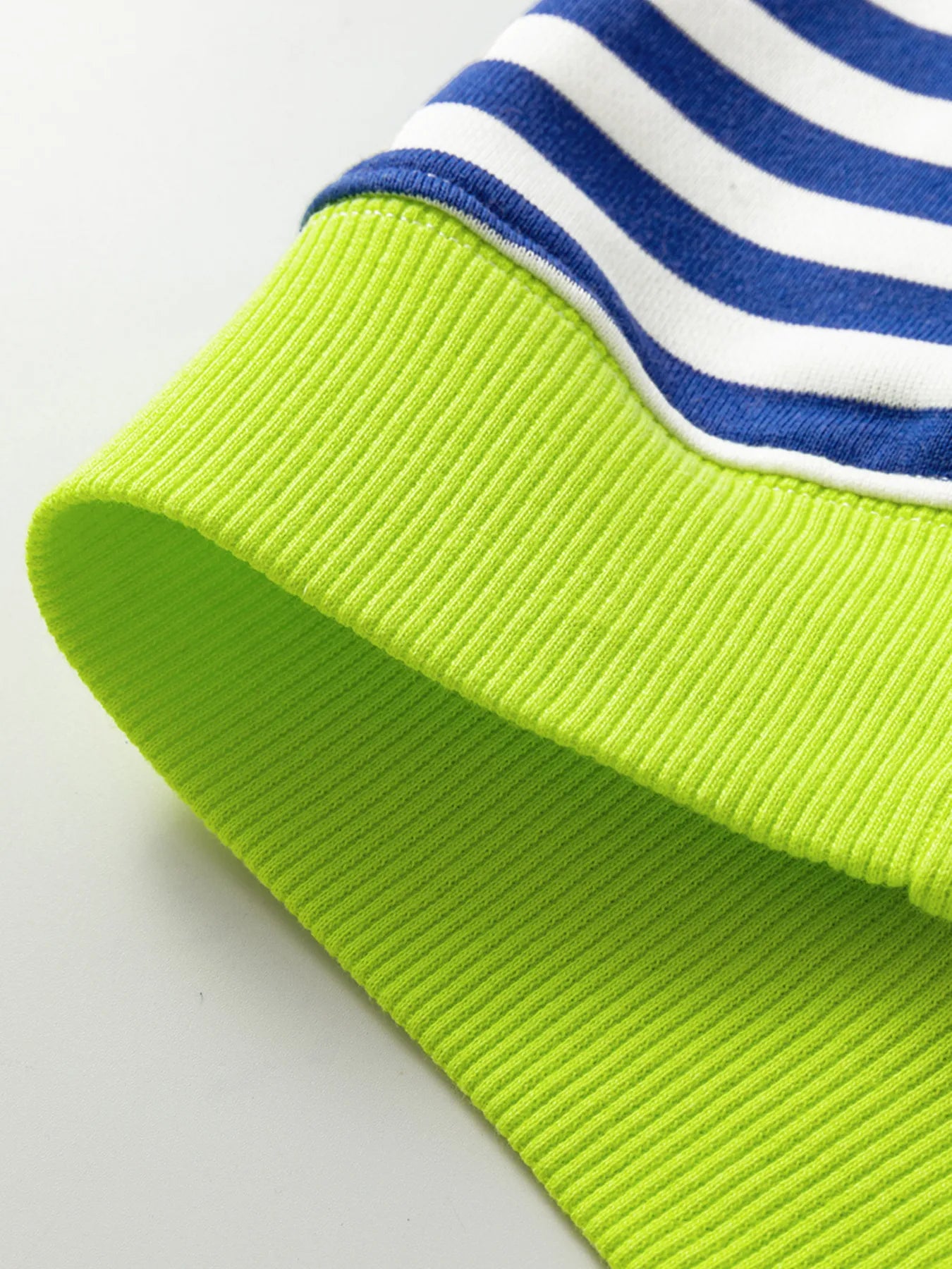 Striped Contrast Ribbed Trim Drop Shoulder Sweatshirt - Fashorio