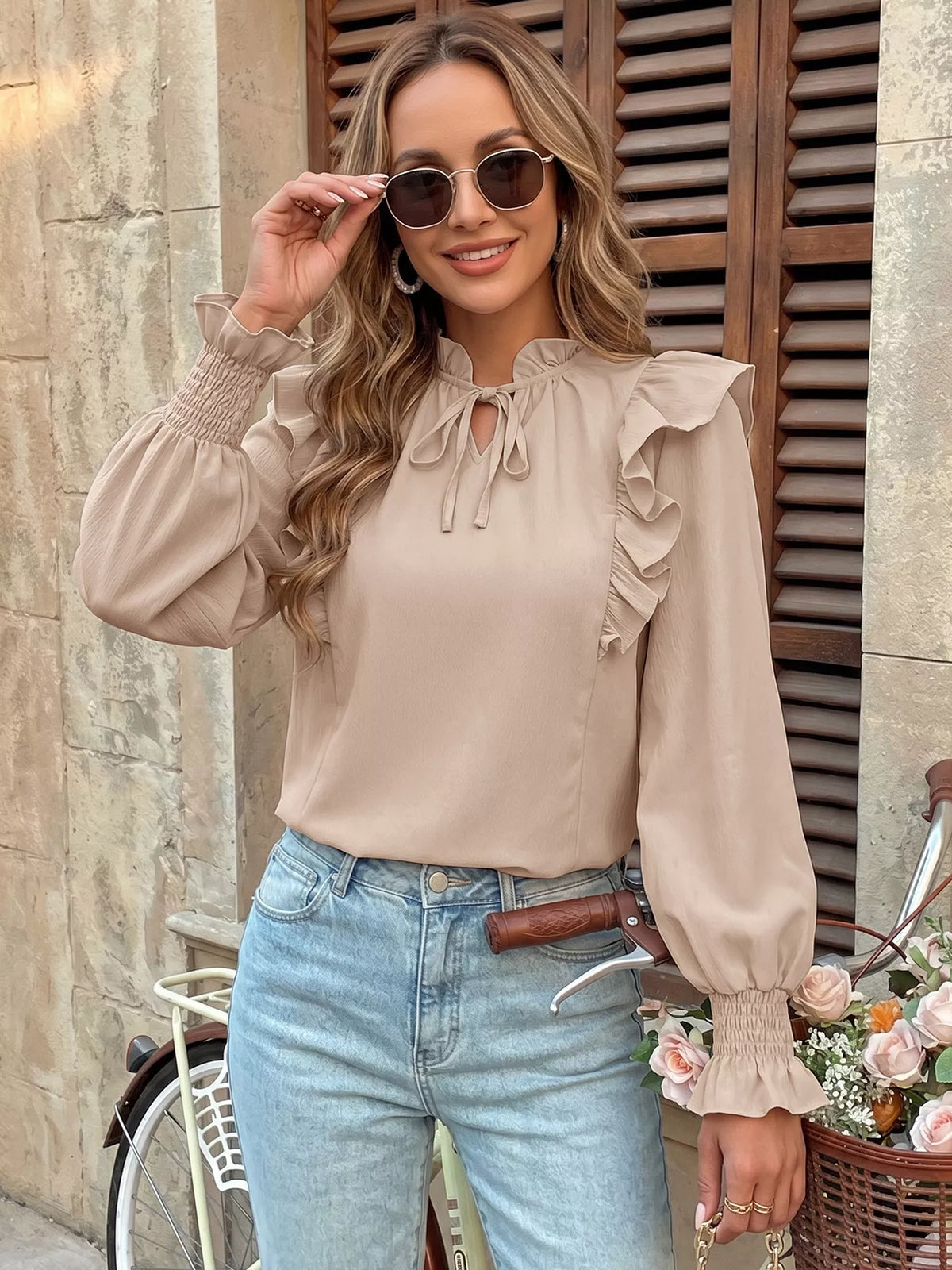 Dust storm ruffled blouse back view