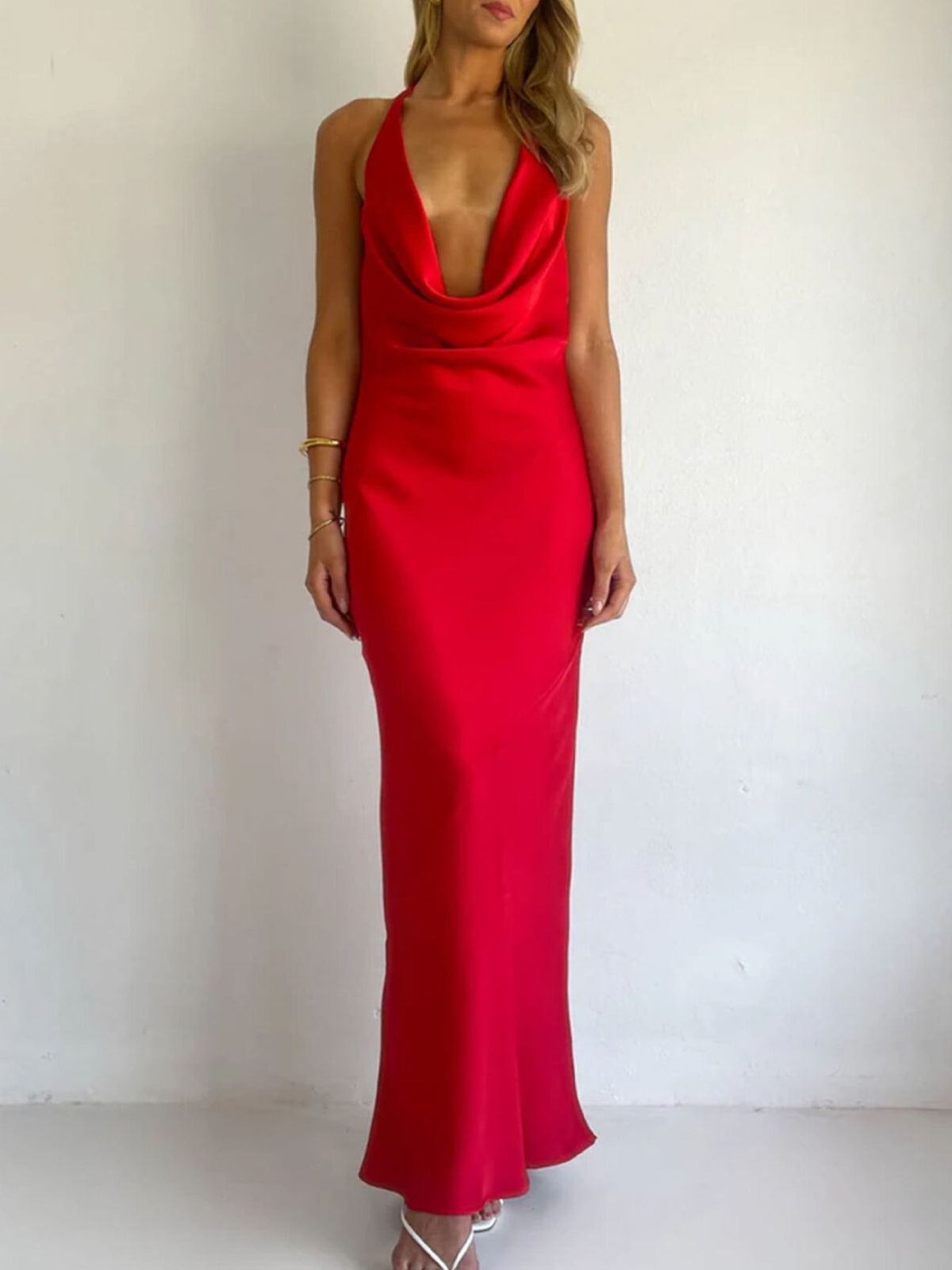 Satin maxi dress in another colour