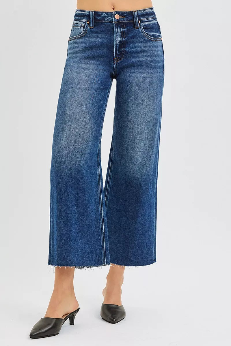 RISEN raw hem jeans back view with pockets
