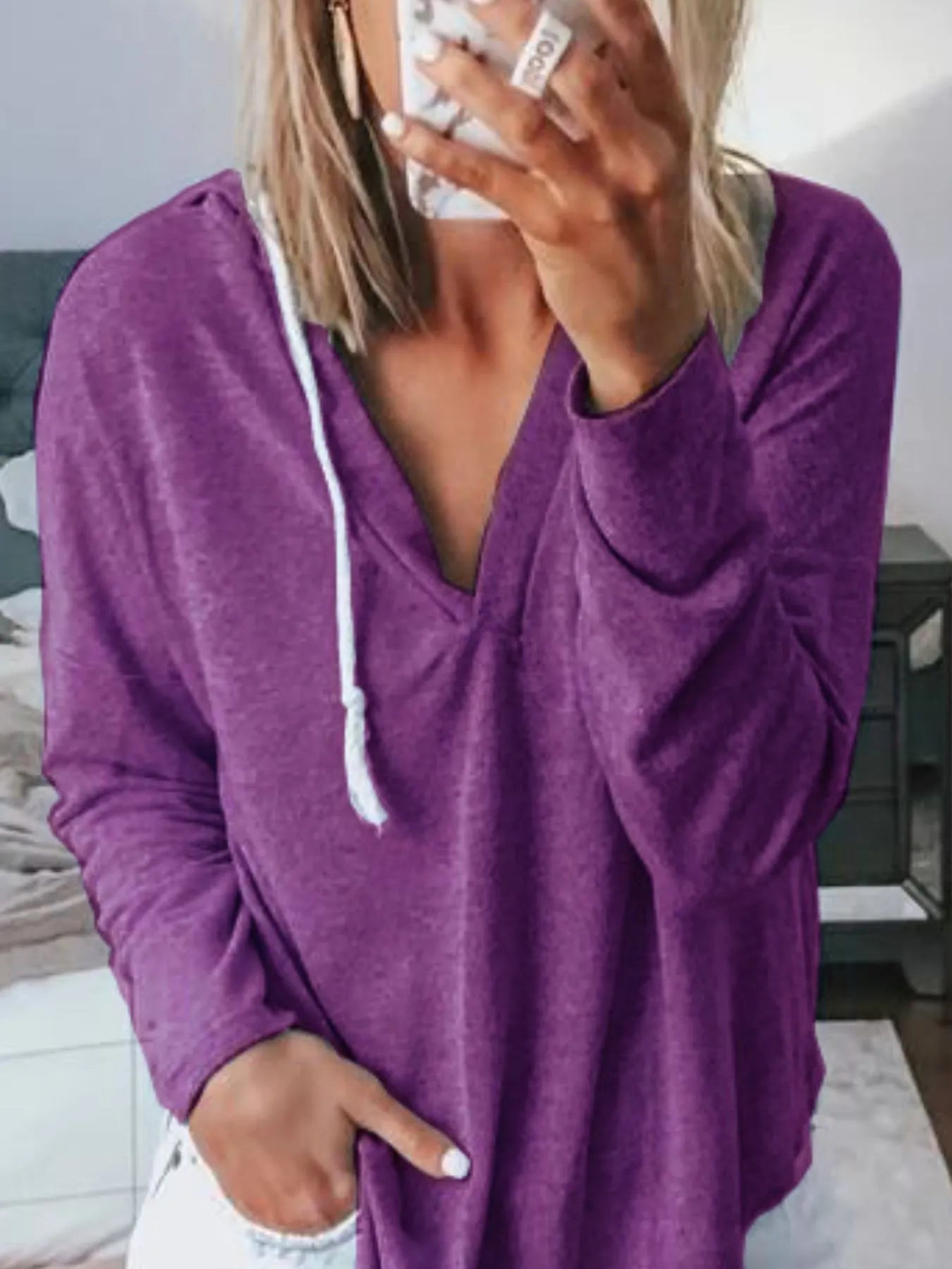 Full Size Drawstring Long Sleeve Hoodie Plus Size - Fashorio