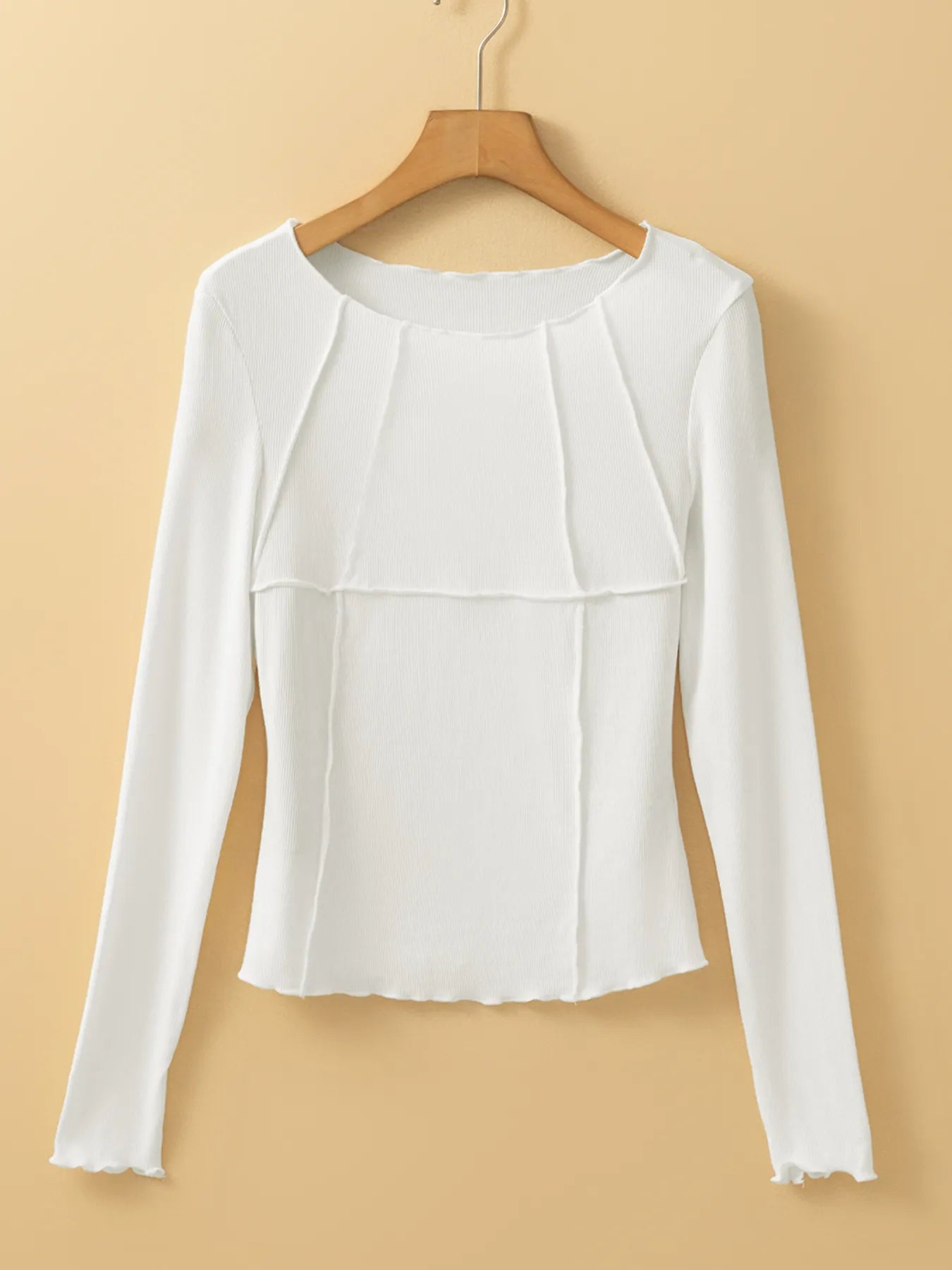 Exposed Seam Slim Fit Long Sleeve Top - Fashorio