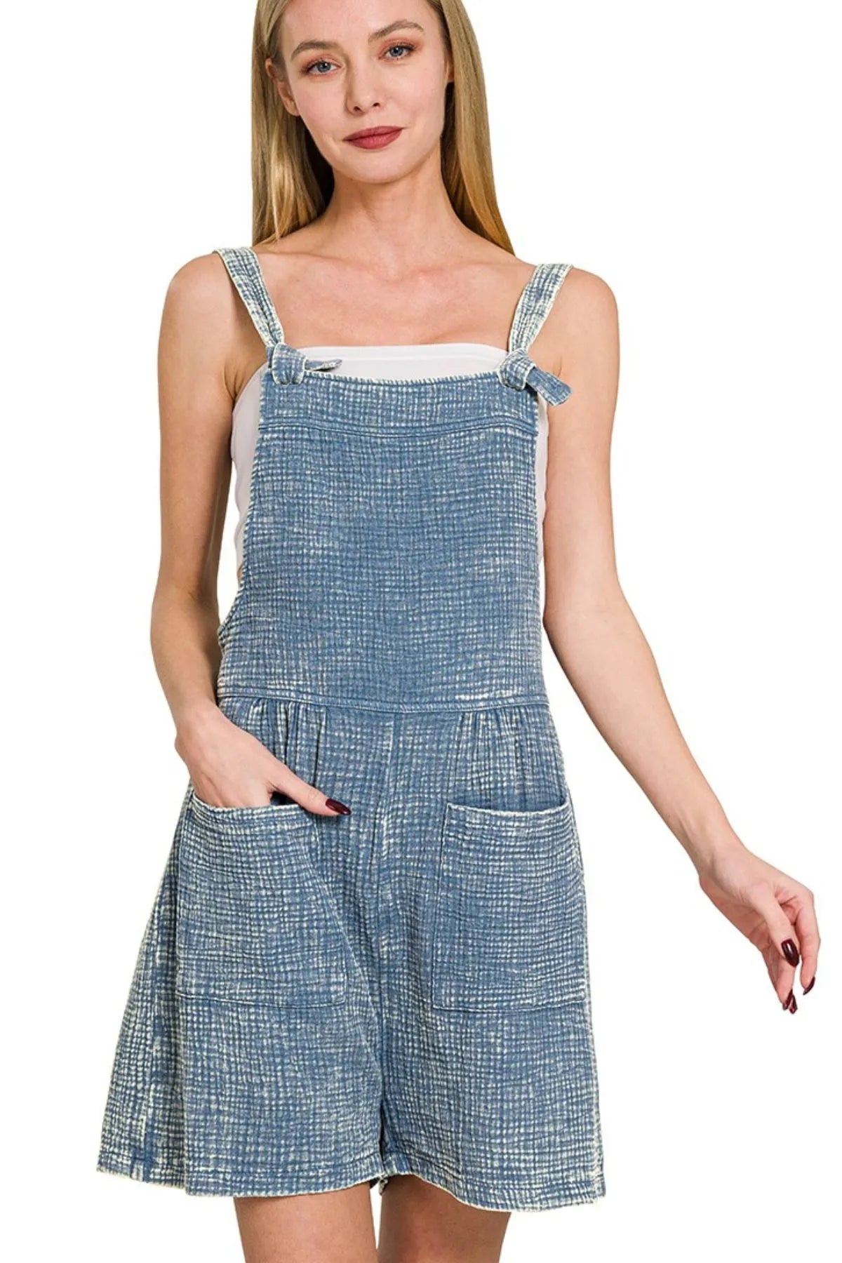 Woven Double Gauze Acid Washed Romper