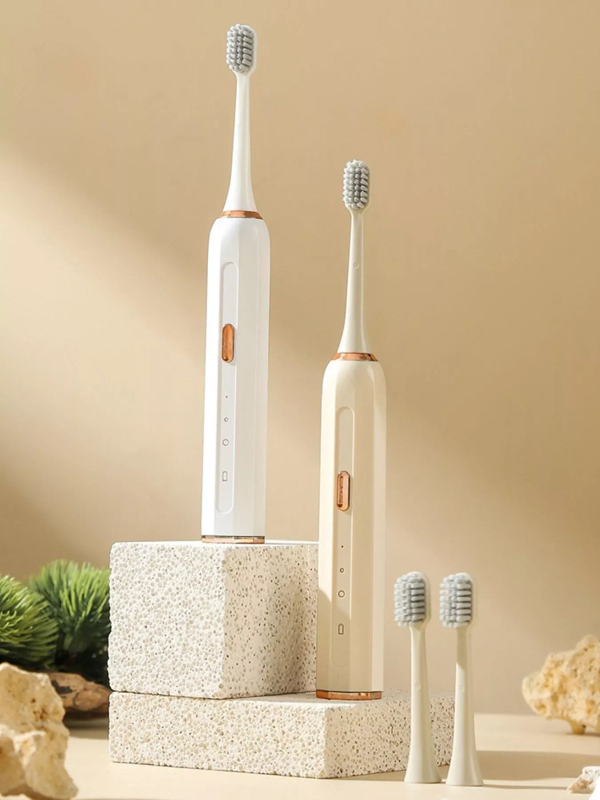Electric toothbrush in tan