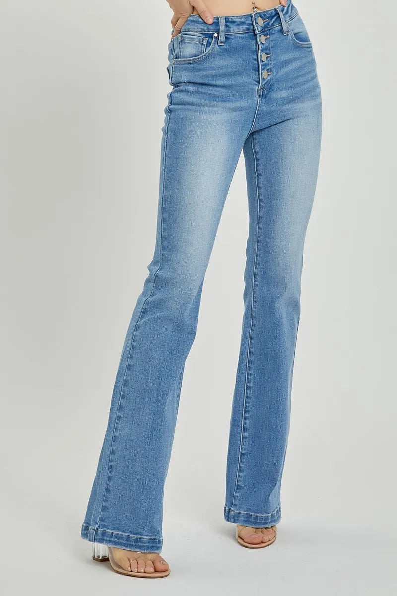 RISEN Full Size High Rise Button Fly Bootcut Jeans - Fashorio