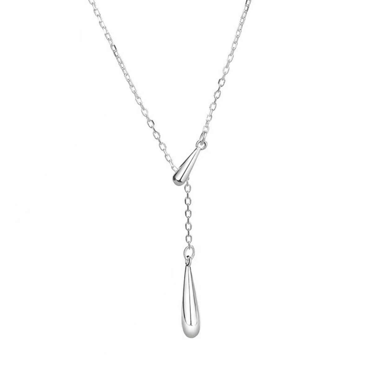 Sterling silver Y necklace flat lay