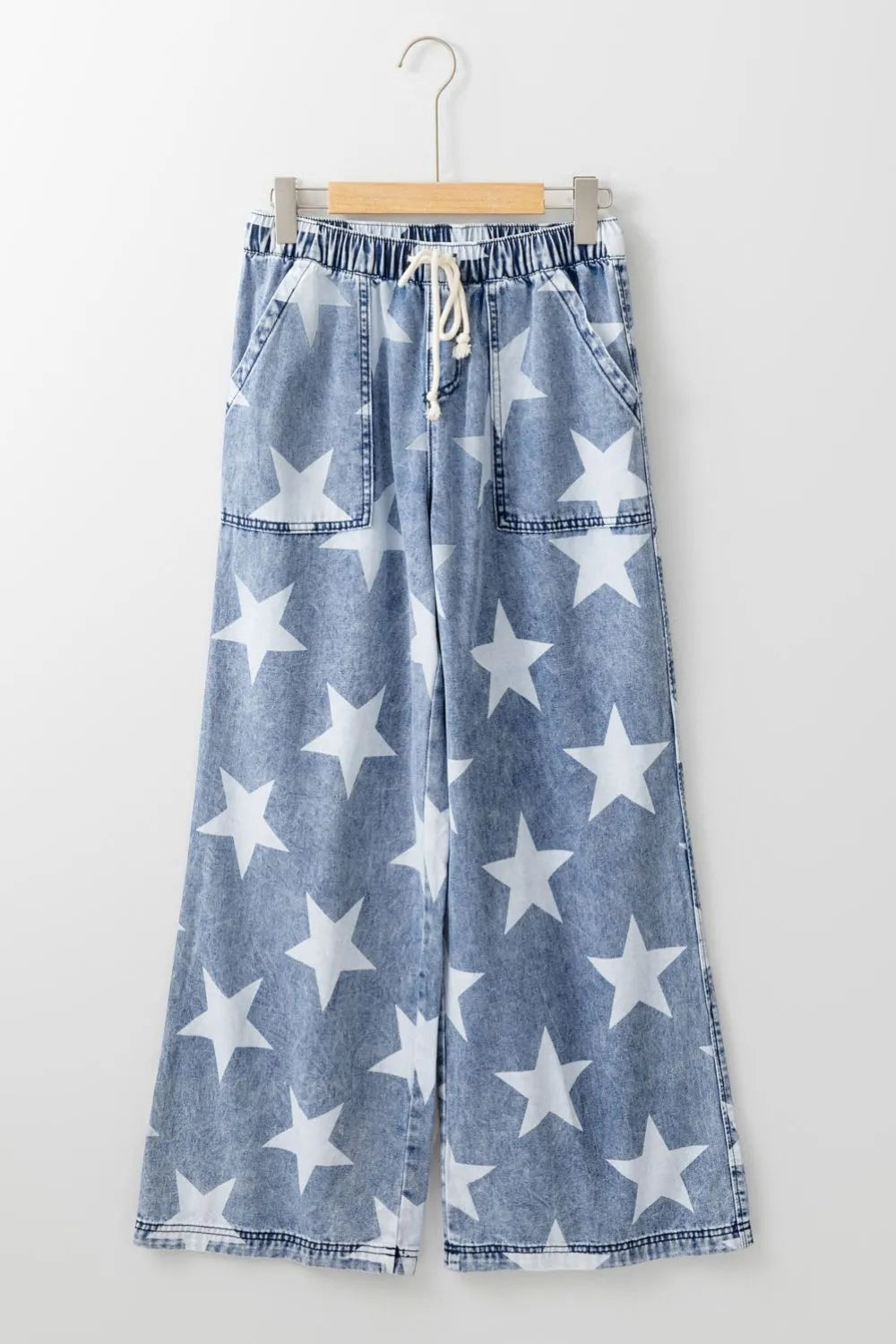 Wide leg star print jeans side view