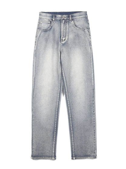 Men's Full Size Vintage Washed Straight Leg Relaxed Fit Jeans Plus Size Vintage Blue - Fashorio