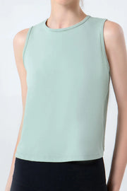 Round Neck Active Tank Light Green - Fashorio