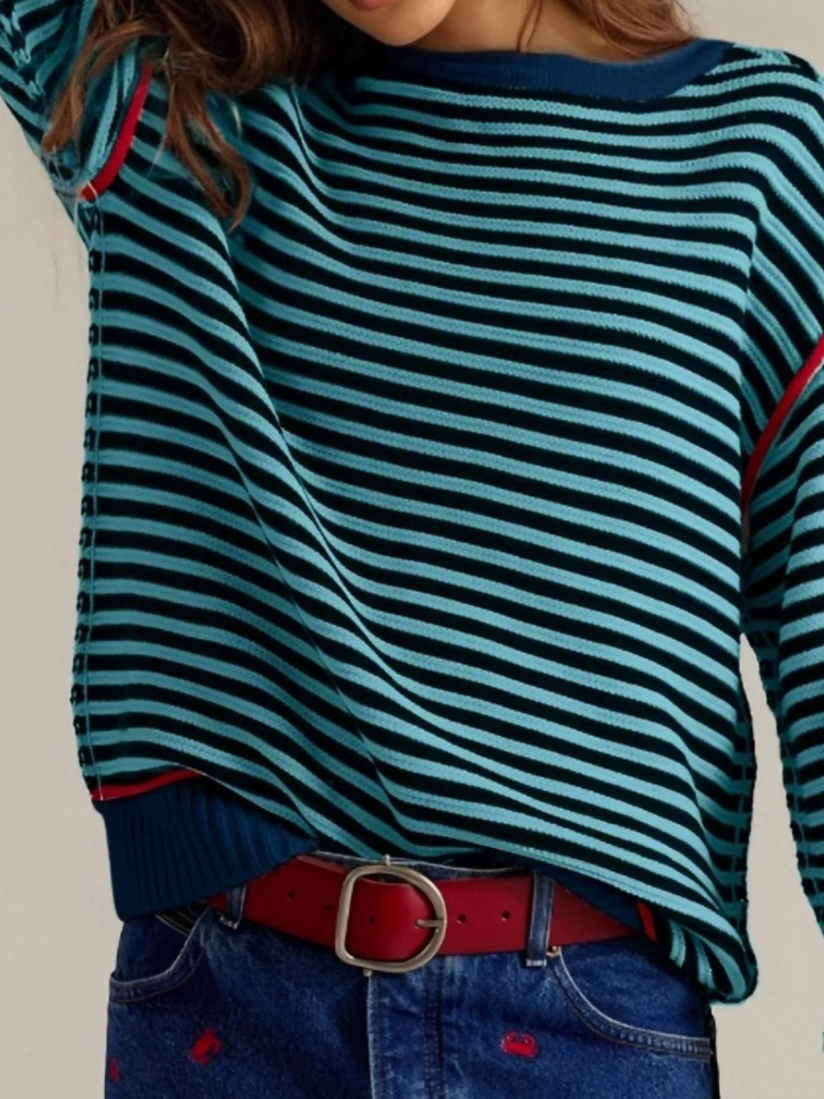 Striped sweater sleeve detail