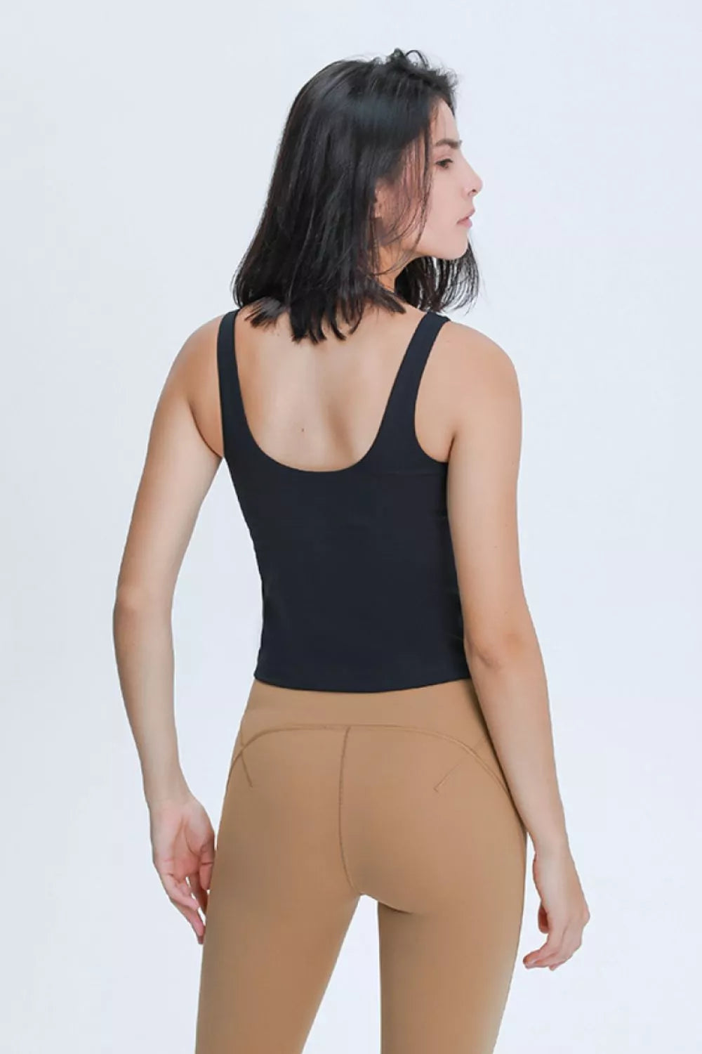V neck active tank side view