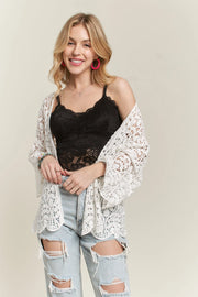 ADORA Leaf Pattern Crochet Cardigan - Fashorio