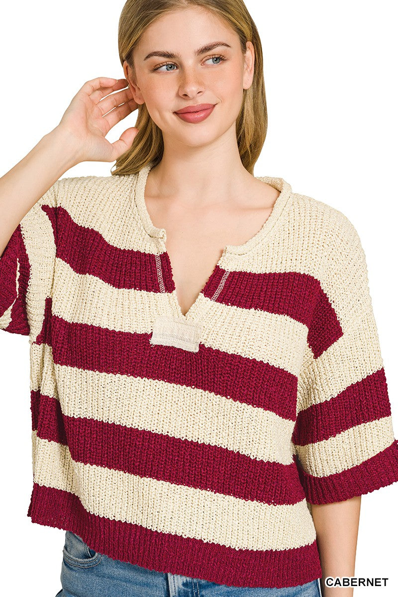 Striped pullover sweater back view