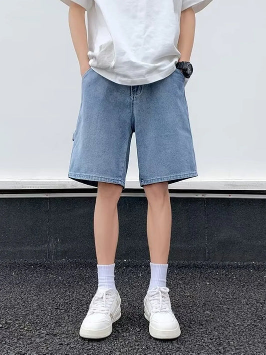 Men's Full Size Relaxed Fit Denim Shorts Plus Size Light Blue - Fashorio