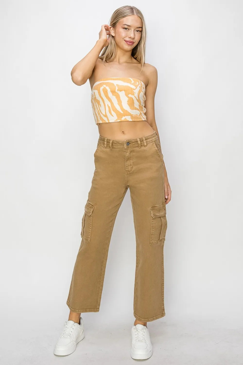 Risen Full Size High Rise Cargo Jeans - Fashorio