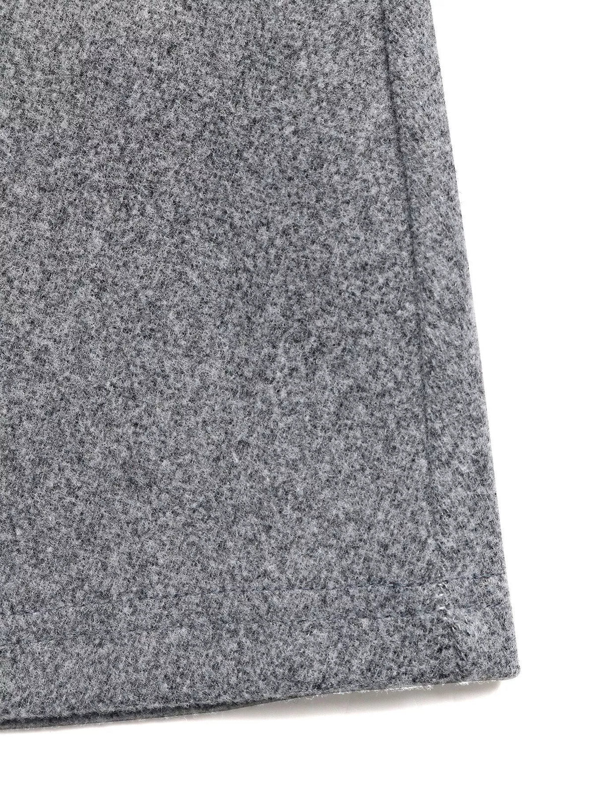 a line long sleeve button down dress in gray three quarter view