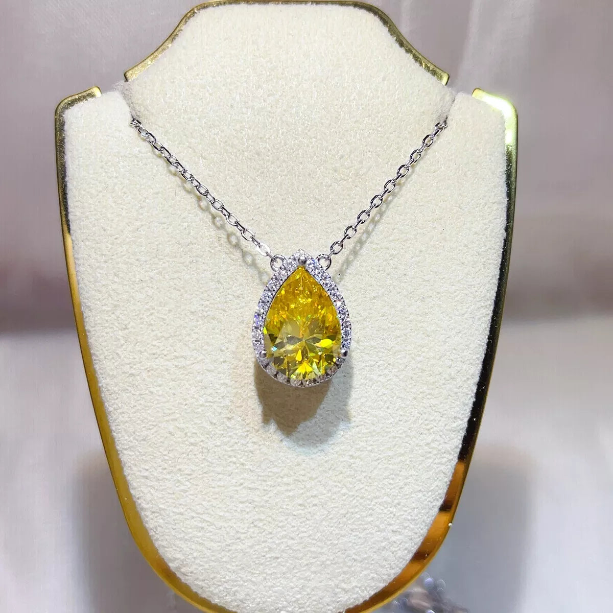 Moissanite pendant necklace in sterling silver