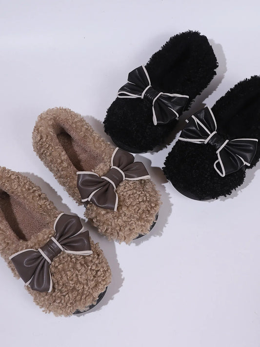 Cozy Bow-Knot Fluffy Indoor Slippers - Fashorio