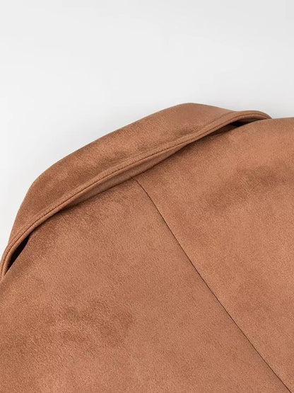 Double-Breasted Lapel Collar Long Coat - Fashorio