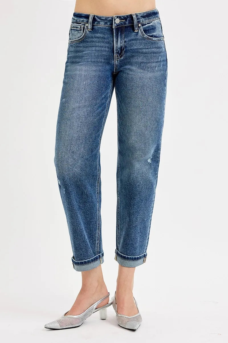 RISEN Full Size Low Rise Crop Boyfriend Jeans Plus Size - Fashorio