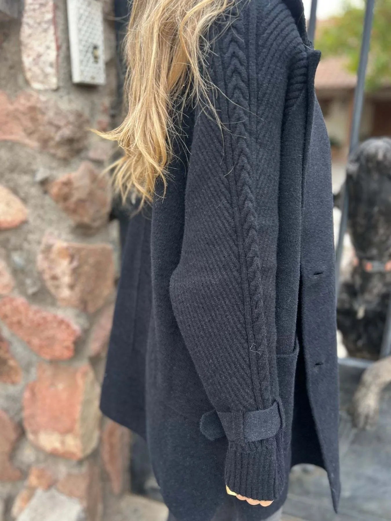 Full Size Texture Knit Longline Coat Plus Size - Fashorio