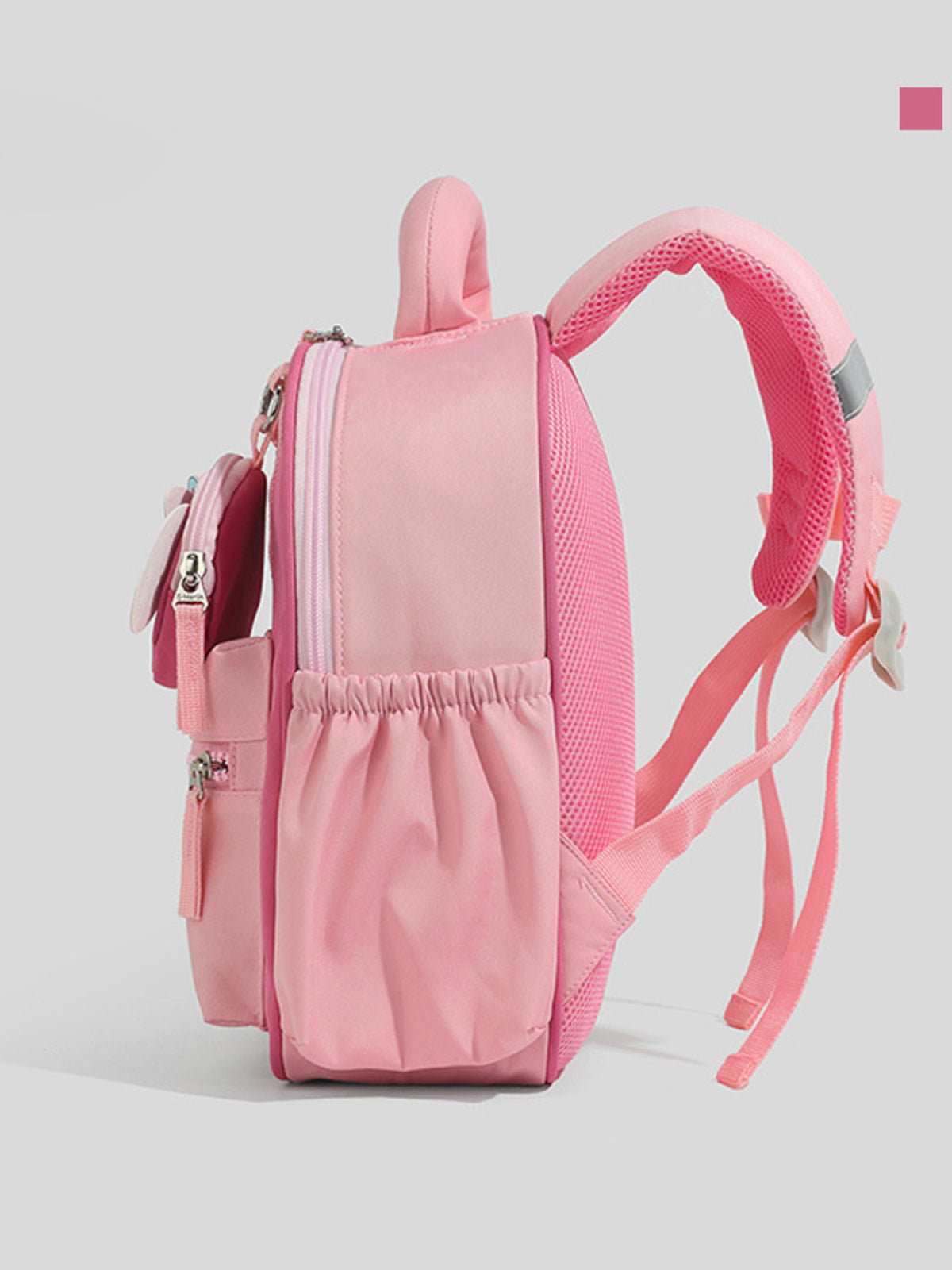 pink cartoon nylon backpack interior storage view