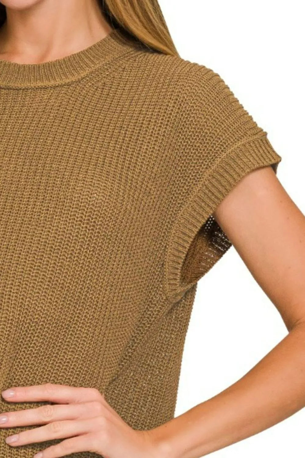 Oversized Crew Neck Sweater in Camel back view