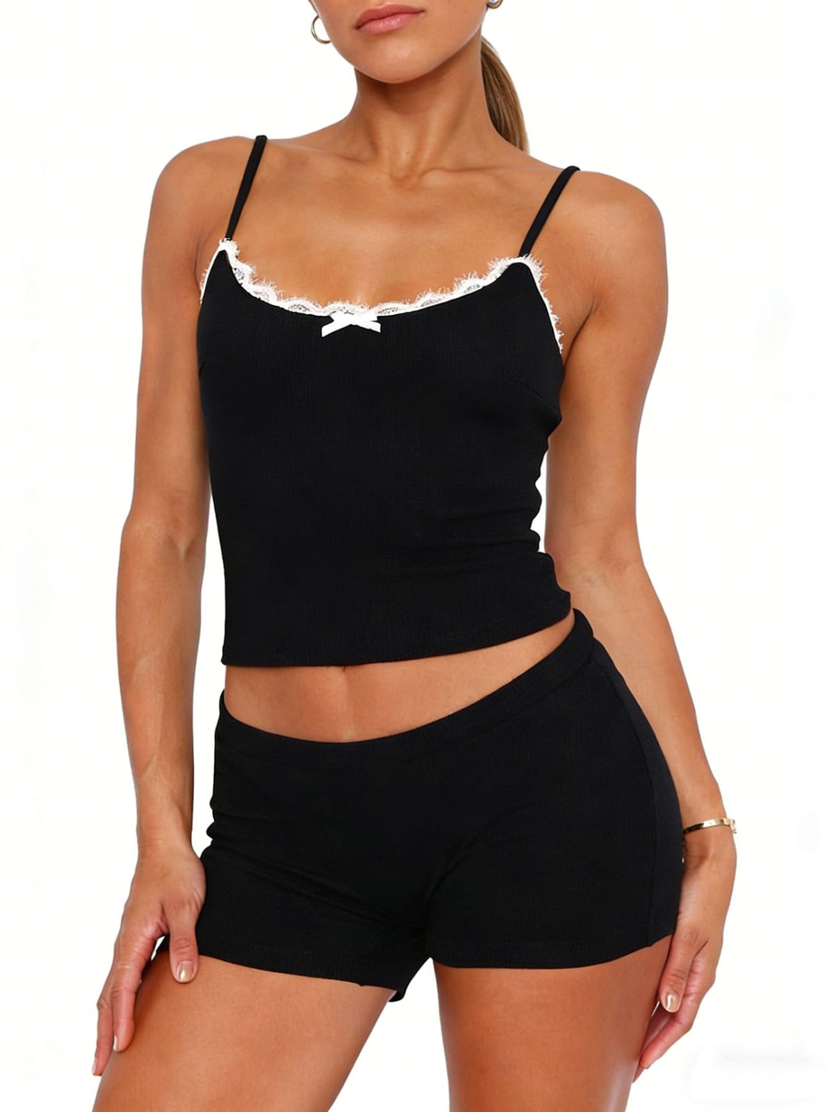 Contrast Trim Cami and Shorts Set, view 12
