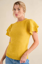 And The Why Double Layered Ruffle Sleeves Sweater Top - Fashorio
