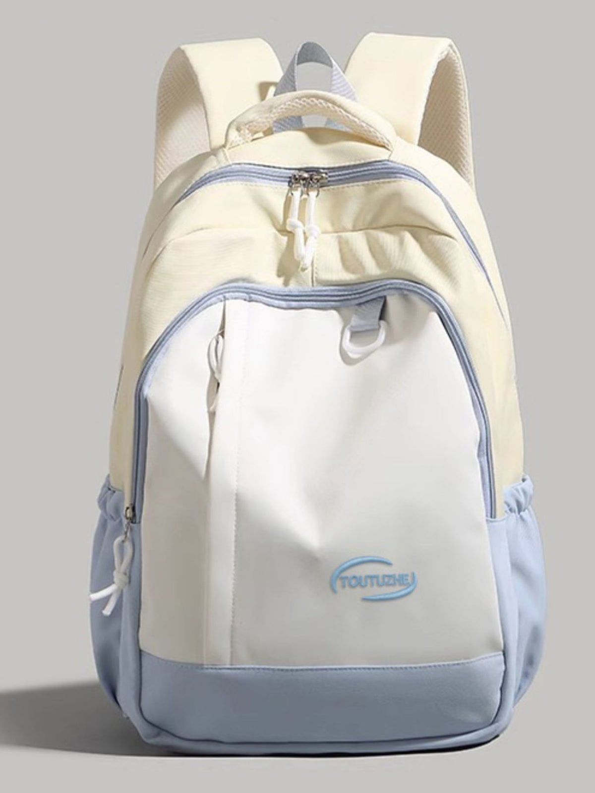 Nylon backpack rear view with adjustable straps