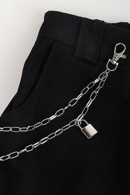Double Layered Iron Chain Belt with Lock Charm - Fashorio
