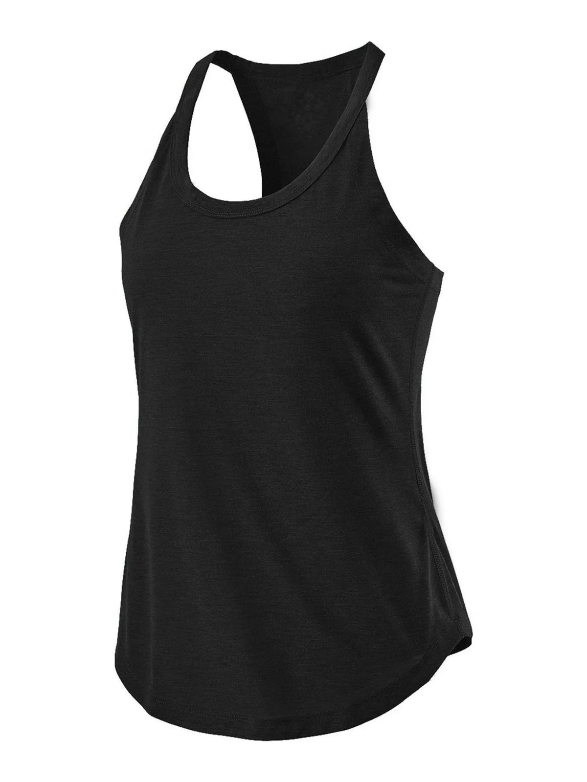 Side view of the round neck workout tank