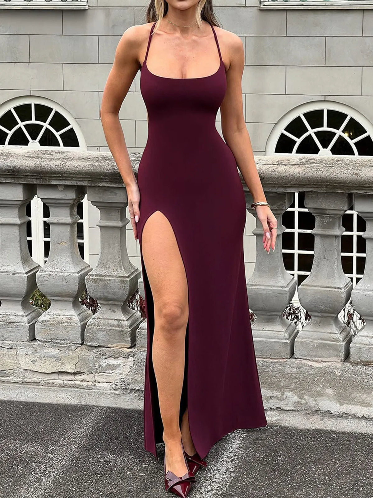 Scoop neck cami dress back view