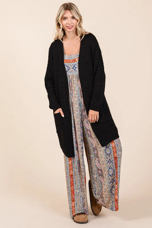 Mittoshop Open Front Long Sleeve Longline Cardigan - Fashorio