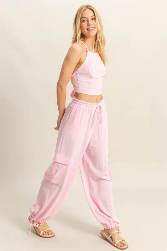 HYFVE Crop Top and Cargo Pants Set - Fashorio