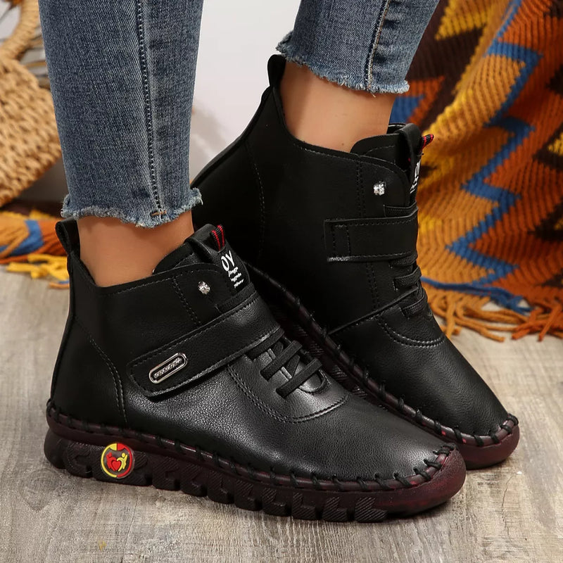 Lace up platform ankle boots side profile