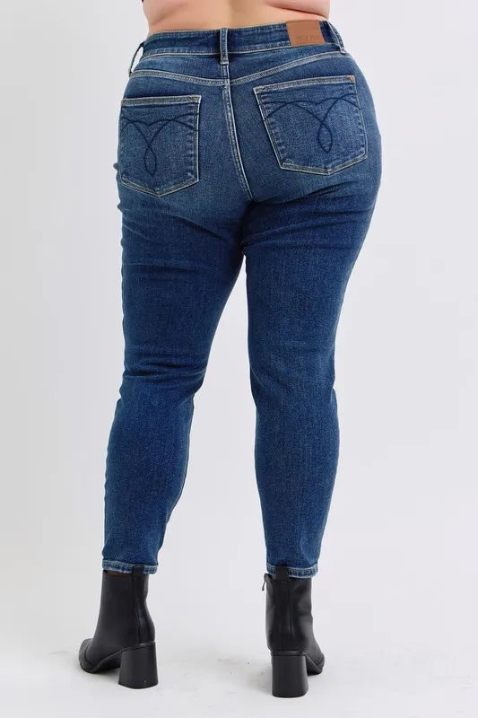 Judy Blue Full Size Run Mid-Rise Waist Skinny Jeans with Thermal Lining - Fashorio