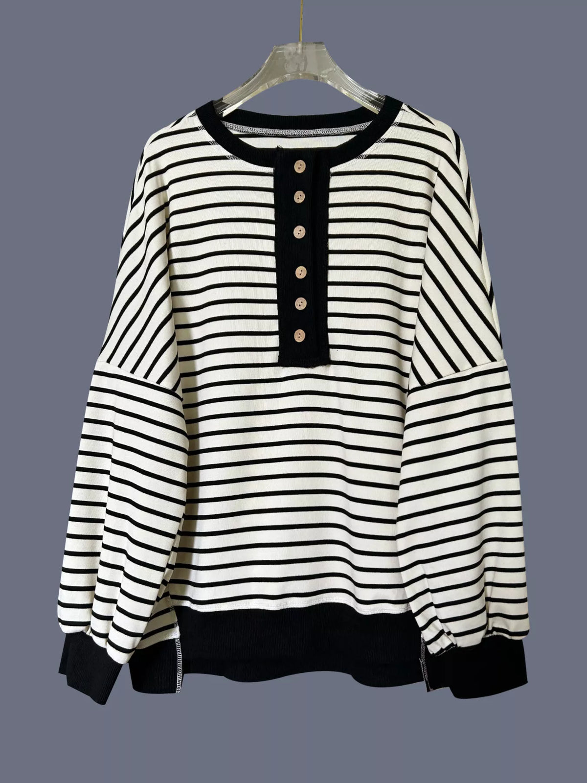 Side view of the beige casual sweatshirt