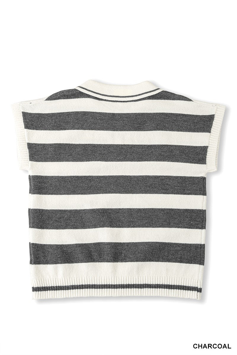 Collared striped sweater back view